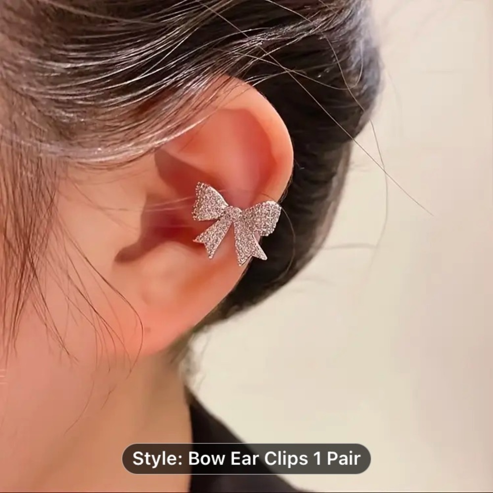 New Silver ColoredBow Ear Cuff